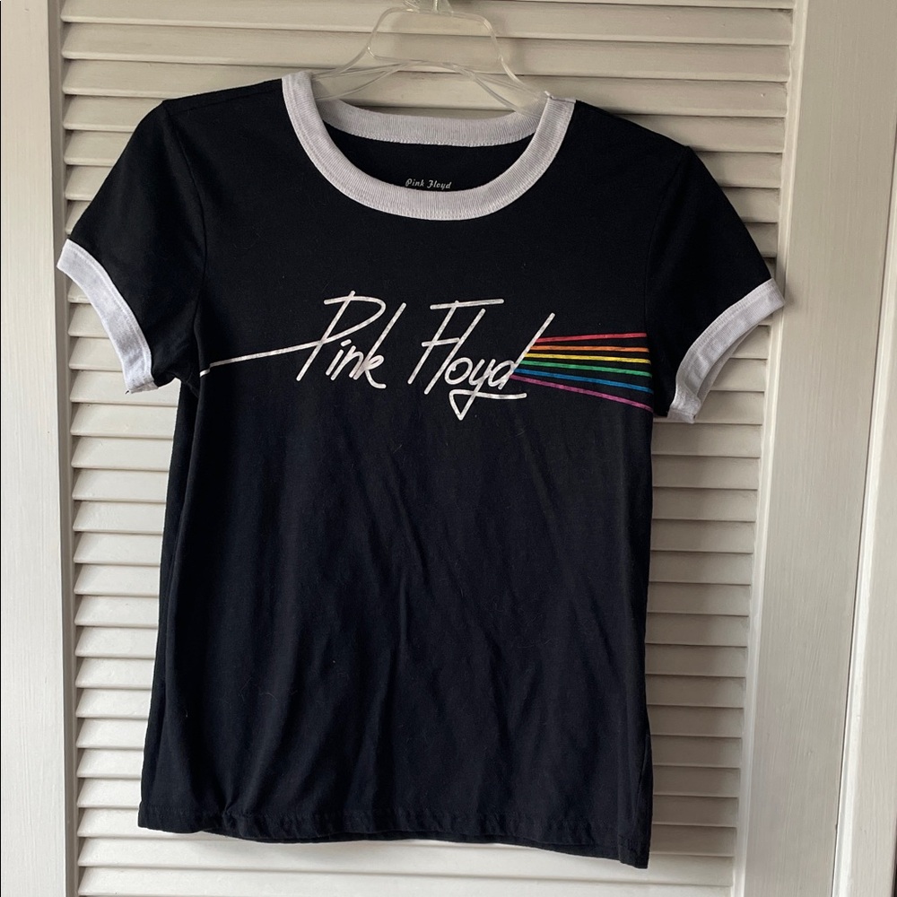 Pink Floyd Black Tee with Rainbow Stripes